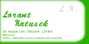 lorant matusek business card
